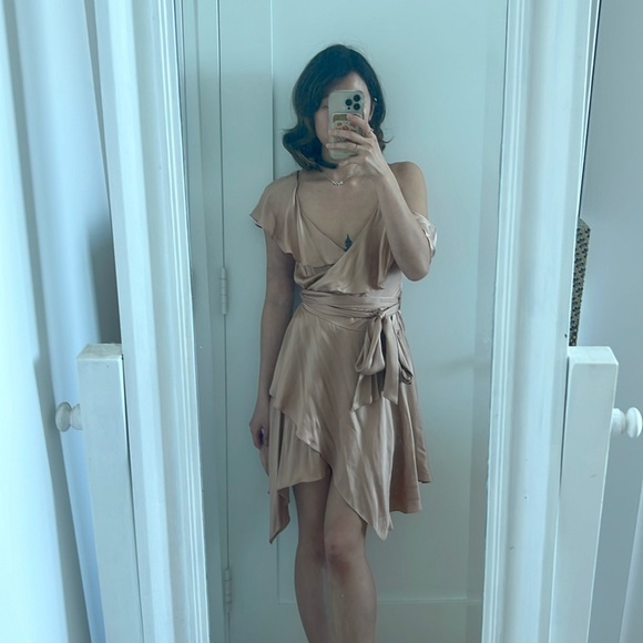zimmermann asymmetric ruffled silk-satin midi wrap dress ZIMMERMANN Asymmetric Silk-Satin Midi Wrap Dress